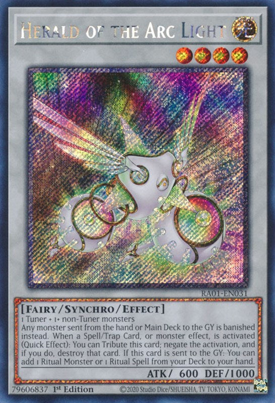 Herald of the Arc Light [RA01-EN031] Platinum Secret Rare | Exor Games New Glasgow