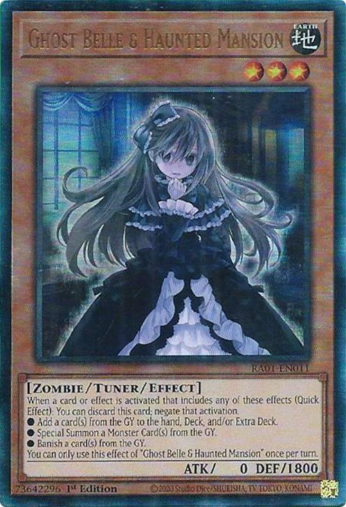 Ghost Belle & Haunted Mansion [RA01-EN011] Prismatic Ultimate Rare | Exor Games New Glasgow