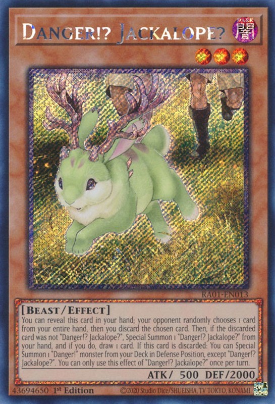 Danger!? Jackalope? [RA01-EN013] Platinum Secret Rare | Exor Games New Glasgow