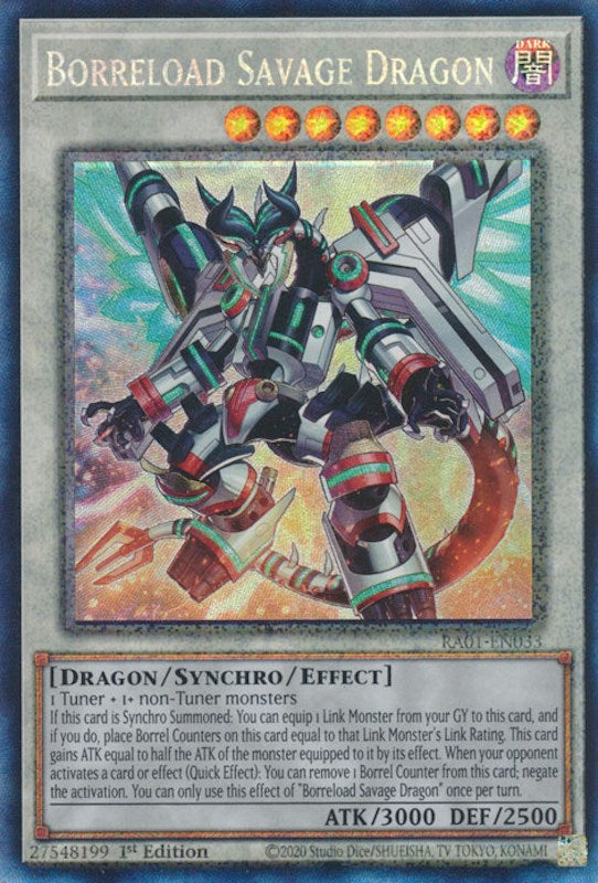 Borreload Savage Dragon [RA01-EN033] Prismatic Collector's Rare | Exor Games New Glasgow