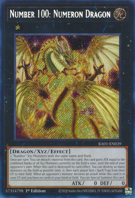 Number 100: Numeron Dragon [RA01-EN039] Secret Rare | Exor Games New Glasgow