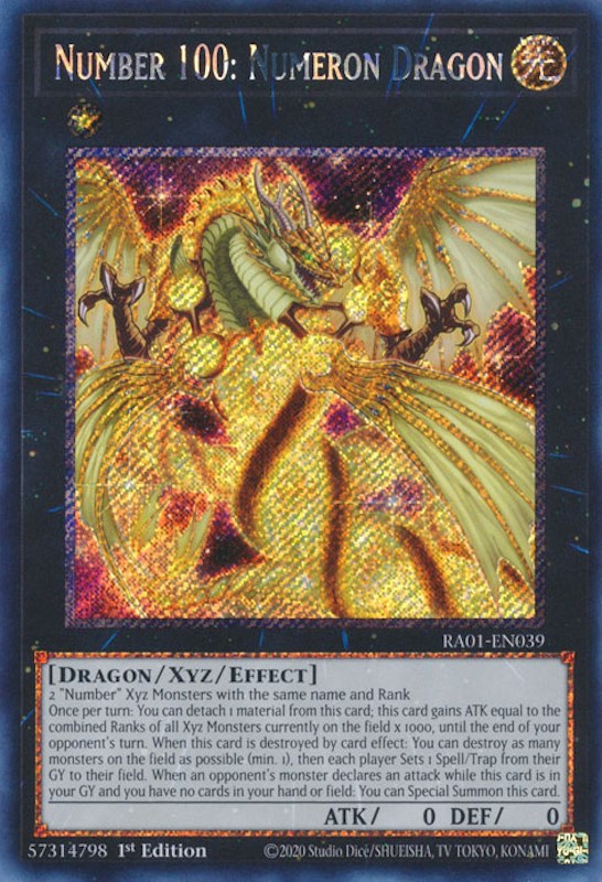 Number 100: Numeron Dragon [RA01-EN039] Platinum Secret Rare | Exor Games New Glasgow