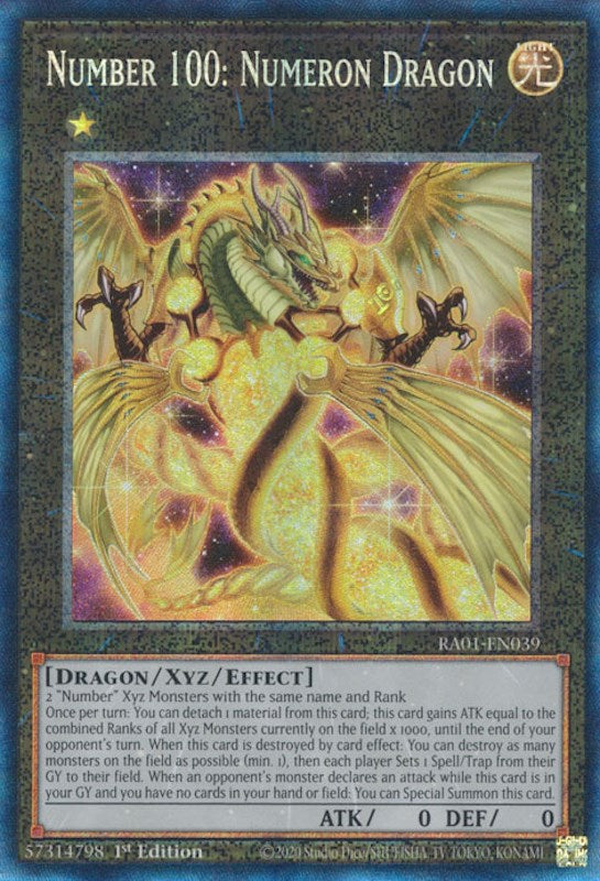 Number 100: Numeron Dragon [RA01-EN039] Prismatic Collector's Rare | Exor Games New Glasgow