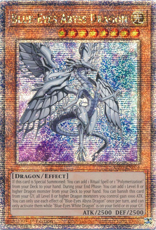 Blue-Eyes Abyss Dragon [RA01-EN016] Quarter Century Secret Rare | Exor Games New Glasgow