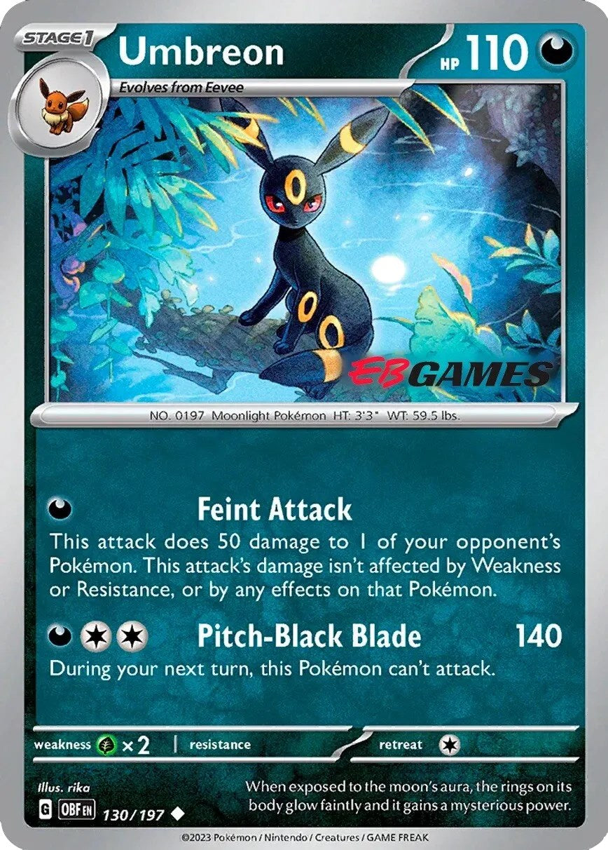 Umbreon (130/197) (EBGames Exclusive) [Scarlet & Violet: Obsidian Flames] | Exor Games New Glasgow