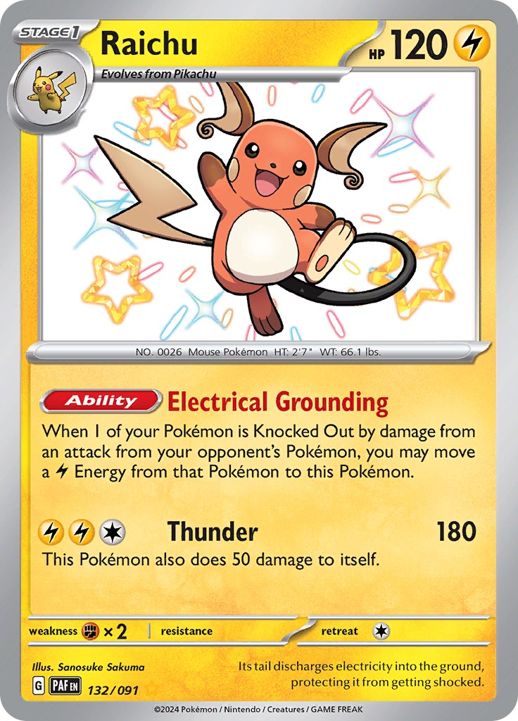 Raichu (132/091) [Scarlet & Violet: Paldean Fates] | Exor Games New Glasgow