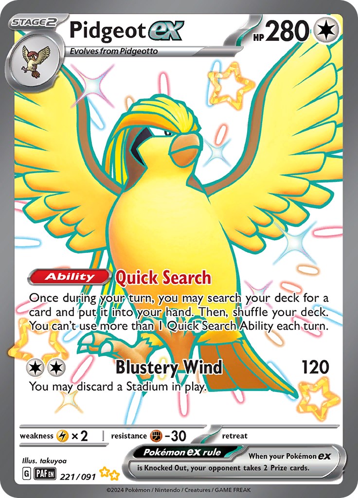 Pidgeot ex (221/091) [Scarlet & Violet: Paldean Fates] | Exor Games New Glasgow