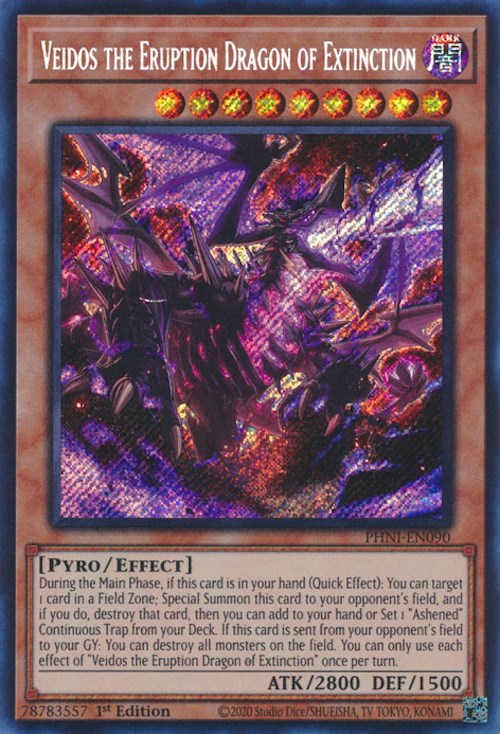 Veidos the Eruption Dragon of Extinction [PHNI-EN090] Secret Rare | Exor Games New Glasgow