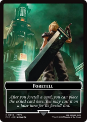 Foretell // Treasure Double-Sided Token (Surge Foil) [FINAL FANTASY Commander Tokens] | Exor Games New Glasgow