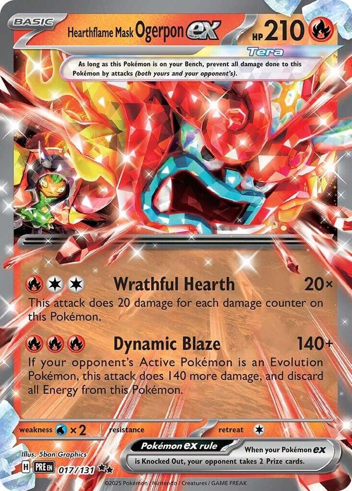 Hearthflame Mask Ogerpon ex (017/131) [Scarlet & Violet: Prismatic Evolutions] | Exor Games New Glasgow