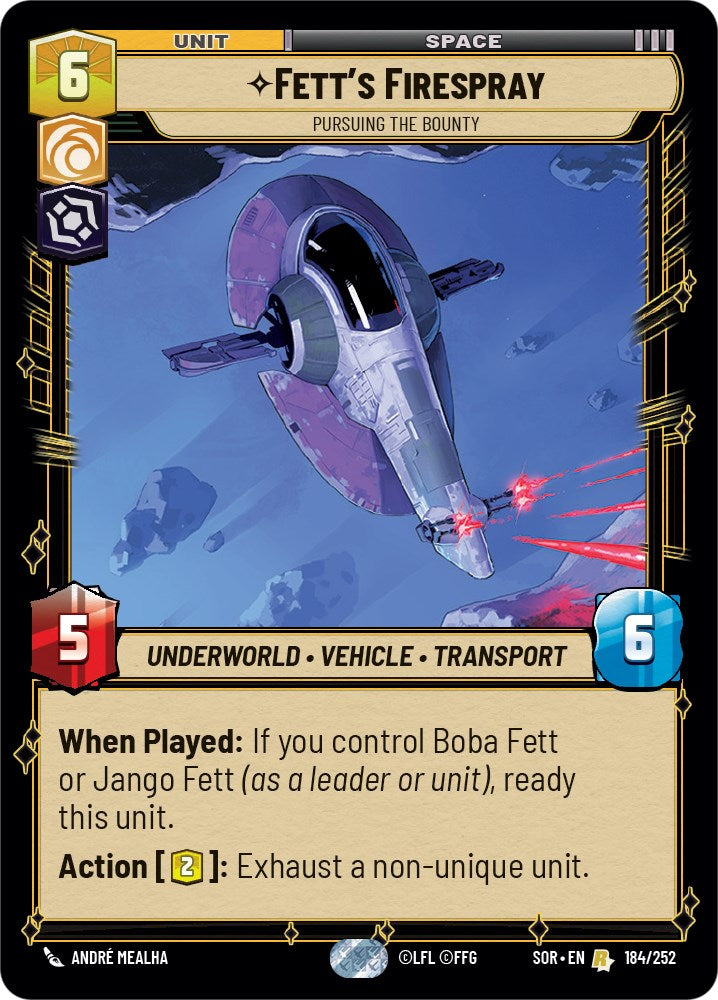 Fett's Firespray - Pursuing the Bounty (184/252) [Spark of Rebellion] | Exor Games New Glasgow