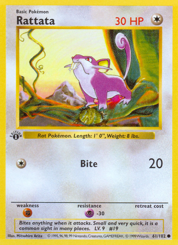 Rattata (61/102) (Shadowless) [Base Set 1st Edition] | Exor Games New Glasgow