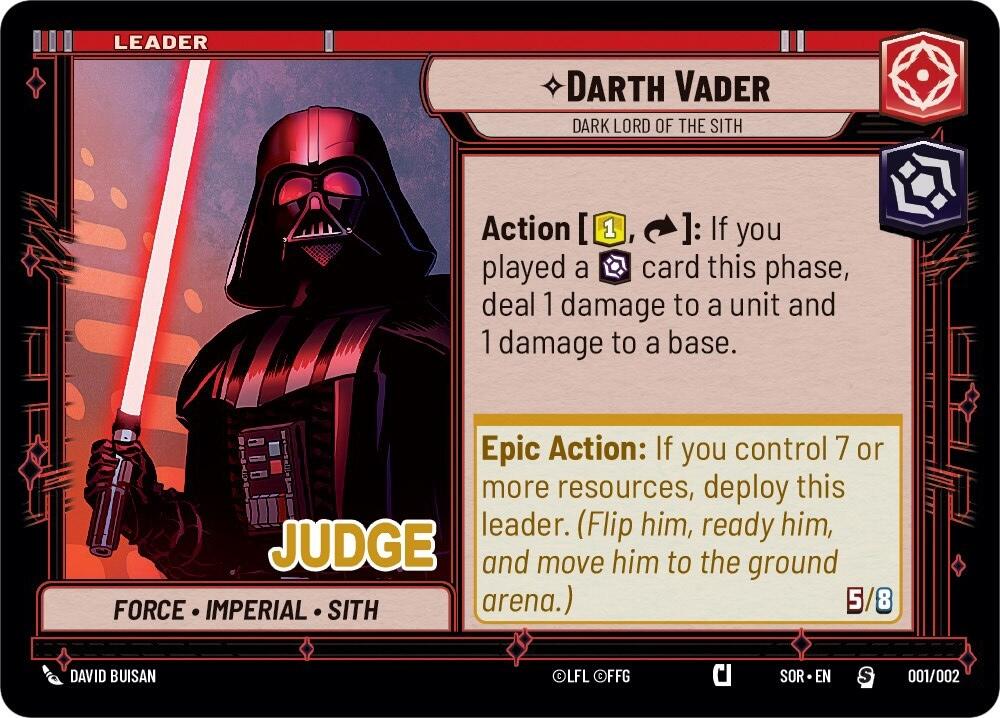 Darth Vader - Dark Lord of the Sith (001/002) (Judge Promo) (001/002) [Spark of Rebellion Promos] | Exor Games New Glasgow