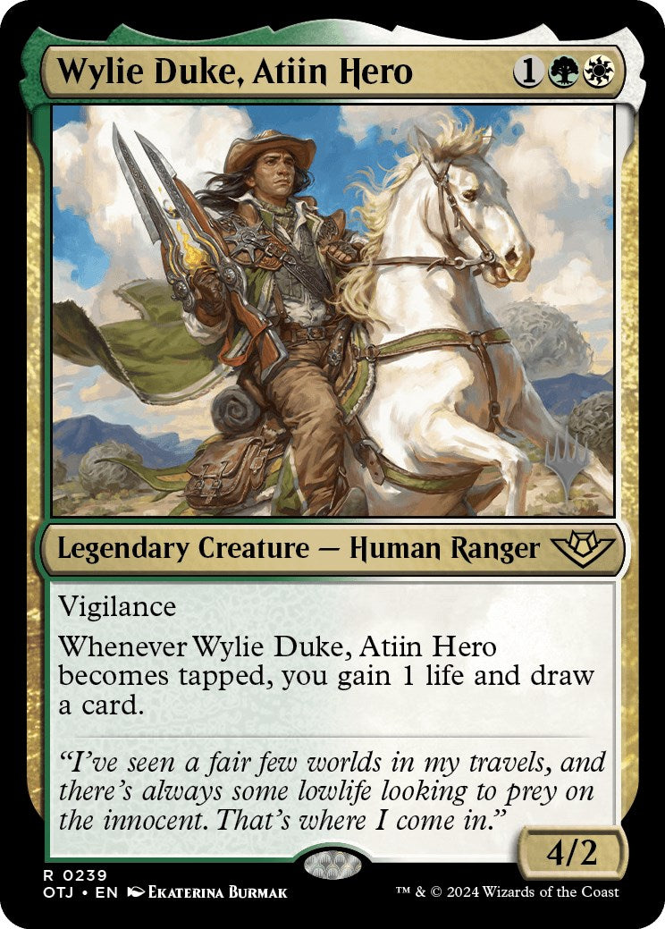 Wylie Duke, Atiin Hero (Promo Pack) [Outlaws of Thunder Junction Promos] | Exor Games New Glasgow