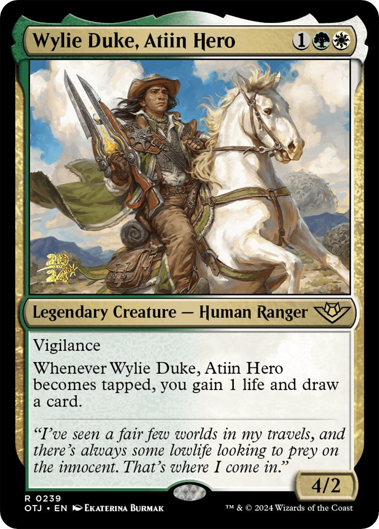 Wylie Duke, Atiin Hero [Outlaws of Thunder Junction Prerelease Promos] | Exor Games New Glasgow