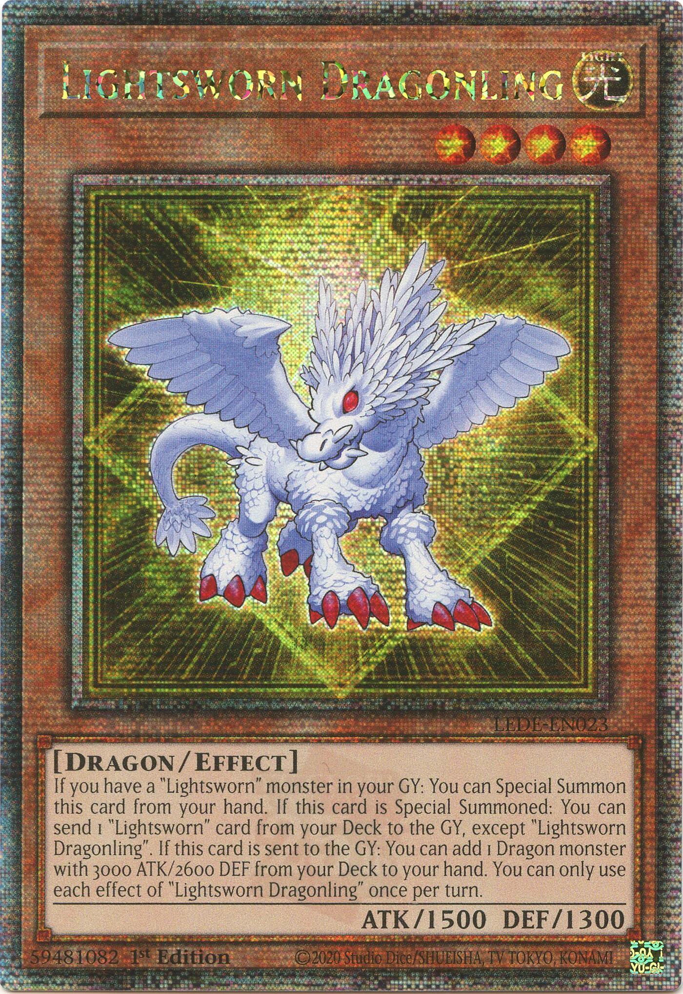 Lightsworn Dragonling (Quarter Century Secret Rare) [LEDE-EN023] Quarter Century Secret Rare | Exor Games New Glasgow