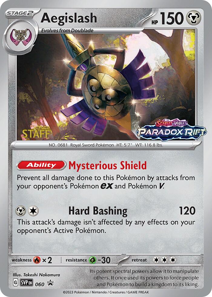 Aegislash (060) (Staff Prerelease Promo) [Scarlet & Violet: Black Star Promos] | Exor Games New Glasgow