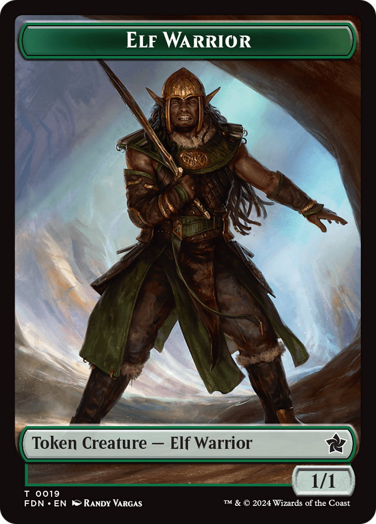 Emblem - Vivien Reid // Elf Warrior Double-Sided Token [Foundations Tokens] | Exor Games New Glasgow