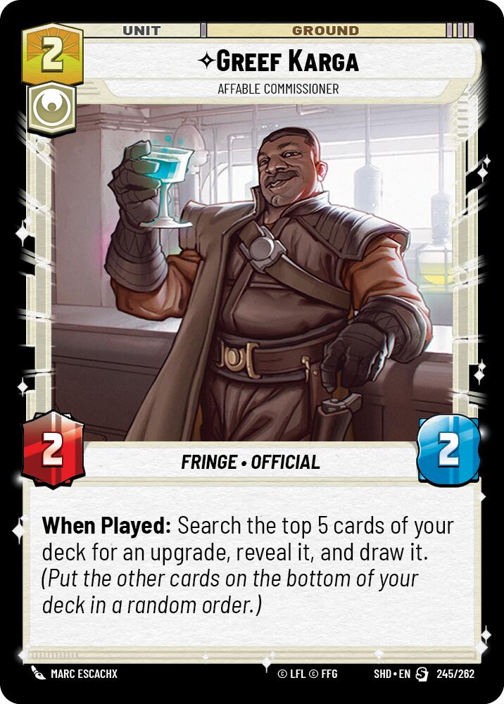 Greef Karga - Affable Commissioner (245/262) (245/262) [Shadows of the Galaxy] | Exor Games New Glasgow