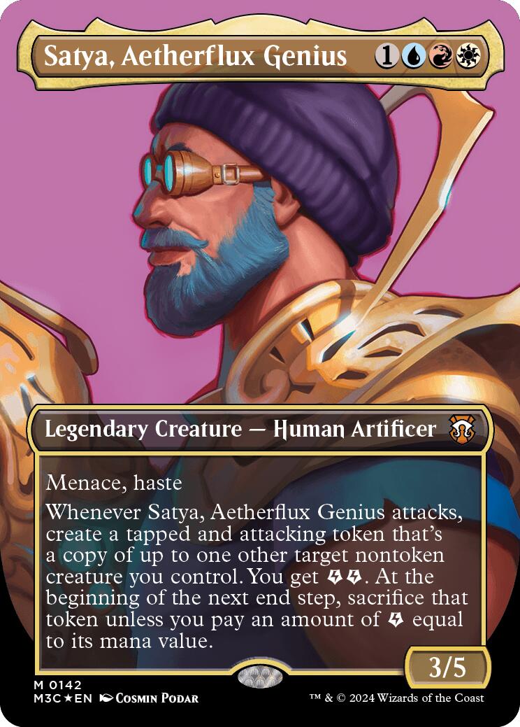 Satya, Aetherflux Genius (Borderless) (Ripple Foil) [Modern Horizons 3 Commander] | Exor Games New Glasgow