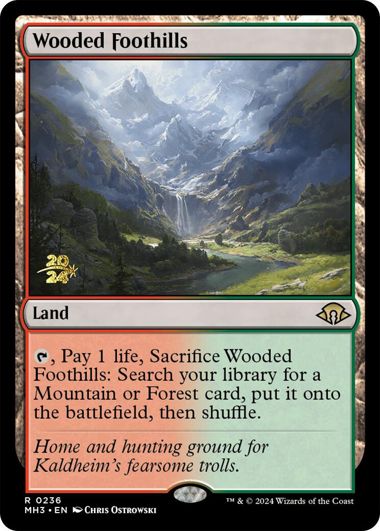 Wooded Foothills [Modern Horizons 3 Prerelease Promos] | Exor Games New Glasgow