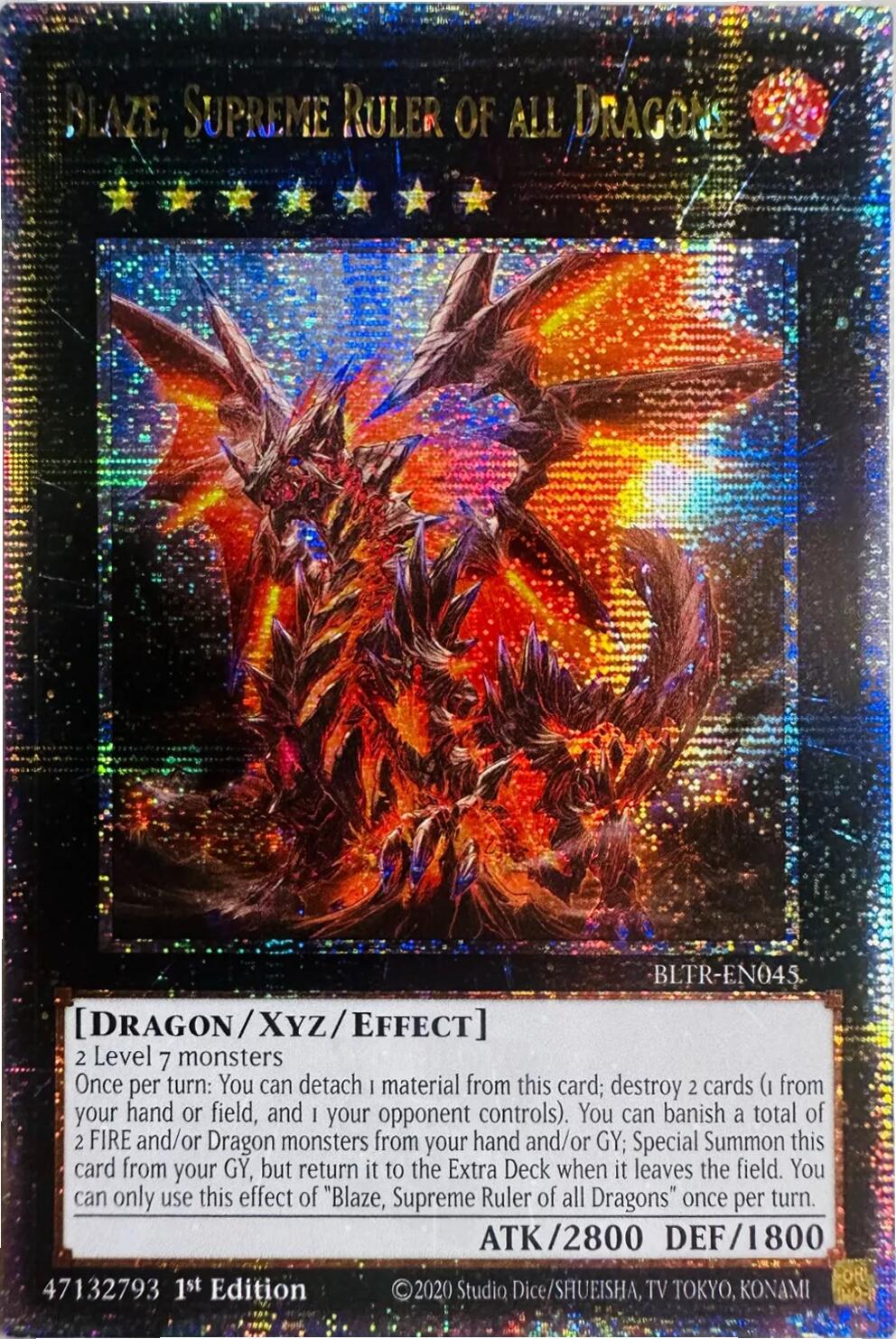 Blaze, Supreme Ruler of all Dragons (Quarter Century Secret Rare) [BLTR-EN045] Quarter Century Secret Rare | Exor Games New Glasgow