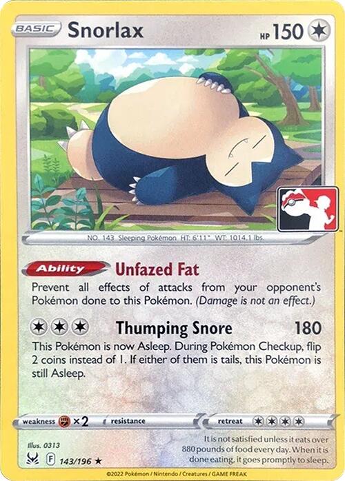 Snorlax (143/196) [Prize Pack Series Three] | Exor Games New Glasgow