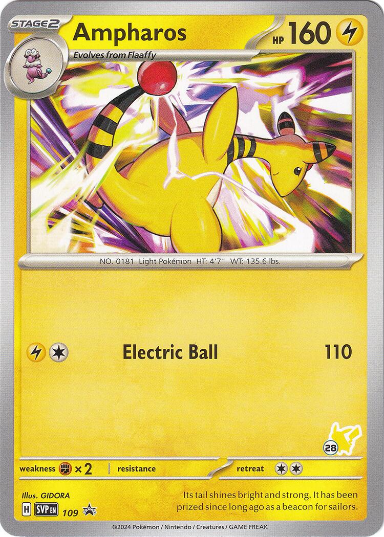 Ampharos (109) (Pikachu Stamp #28) [Battle Academy 2024] | Exor Games New Glasgow