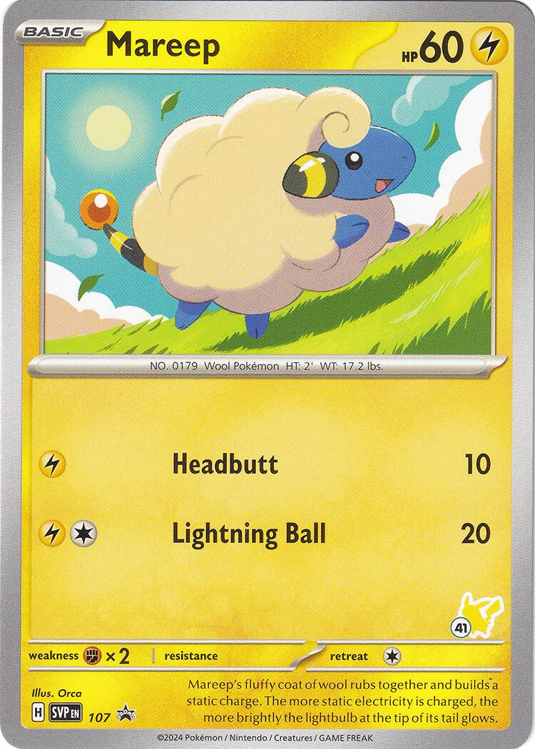 Mareep (107) (Pikachu Stamp #41) [Battle Academy 2024] | Exor Games New Glasgow