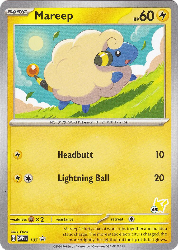 Mareep (107) (Pikachu Stamp #45) [Battle Academy 2024] | Exor Games New Glasgow