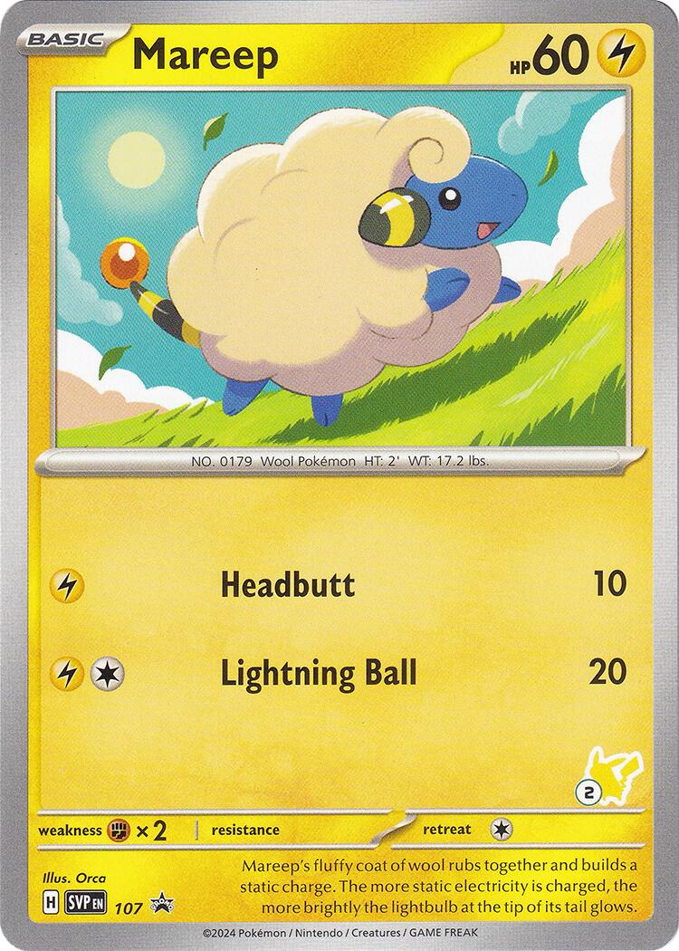 Mareep (107) (Pikachu Stamp #2) [Battle Academy 2024] | Exor Games New Glasgow