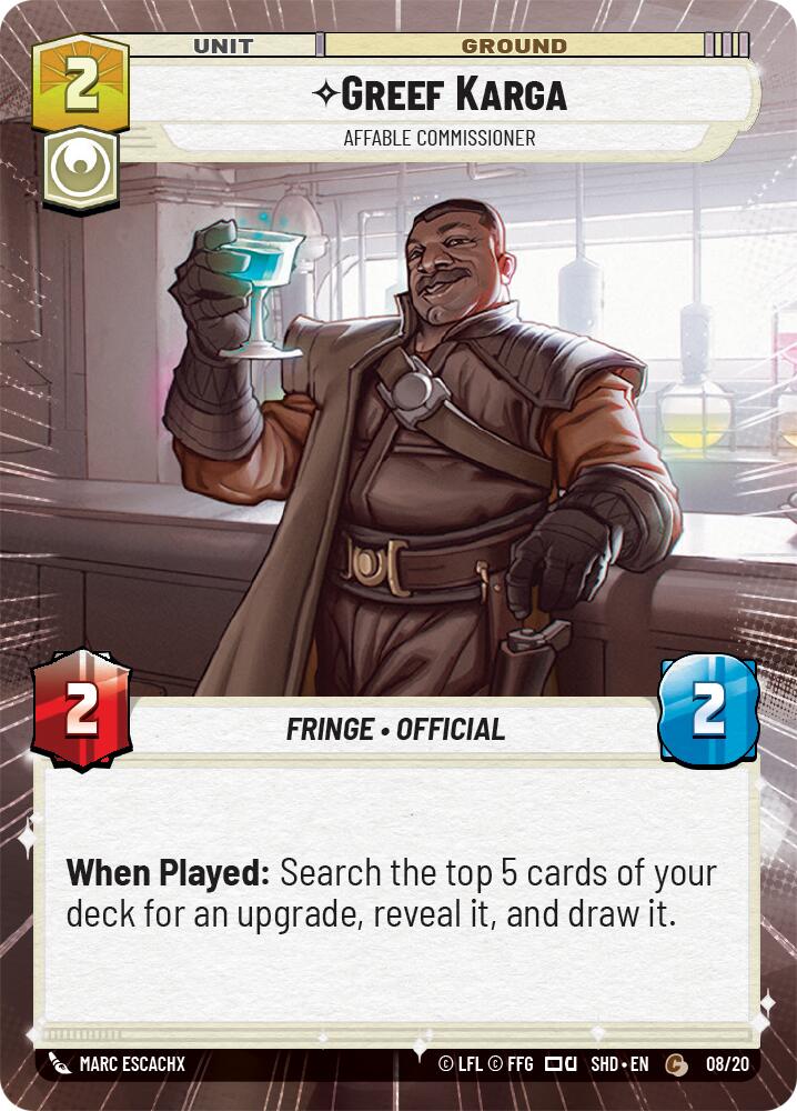 Greef Karga - Affable Commissioner (Hyperspace) (08/20) [Shadows of the Galaxy: Weekly Play] | Exor Games New Glasgow