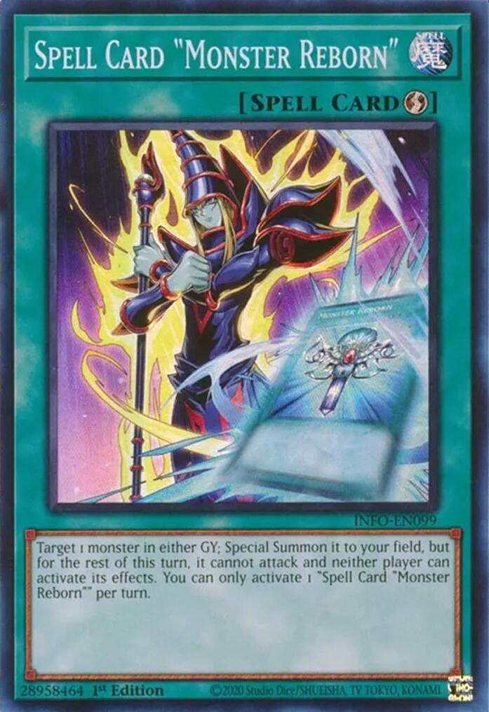 Spell Card "Monster Reborn" [INFO-EN099] Super Rare | Exor Games New Glasgow