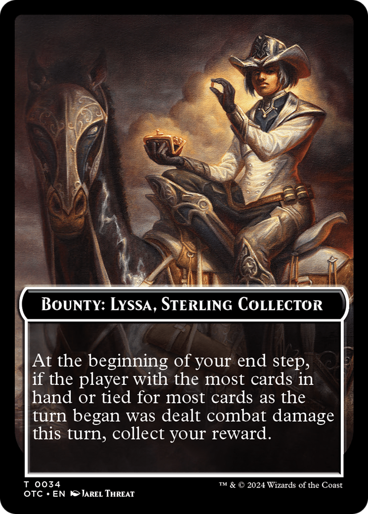 Bounty: Lyssa, Sterling Collector // Bounty Rules Double-Sided Token [Outlaws of Thunder Junction Commander Tokens] | Exor Games New Glasgow