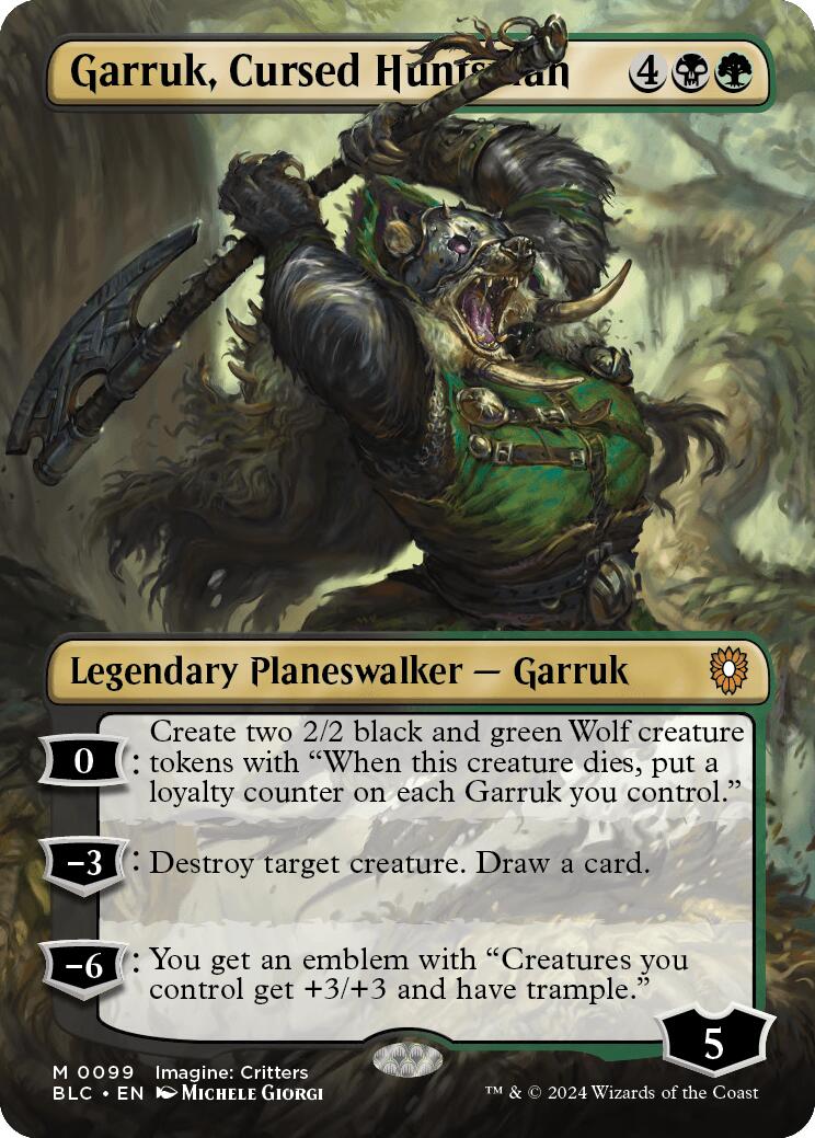 Garruk, Cursed Huntsman (Borderless) [Bloomburrow Commander] | Exor Games New Glasgow