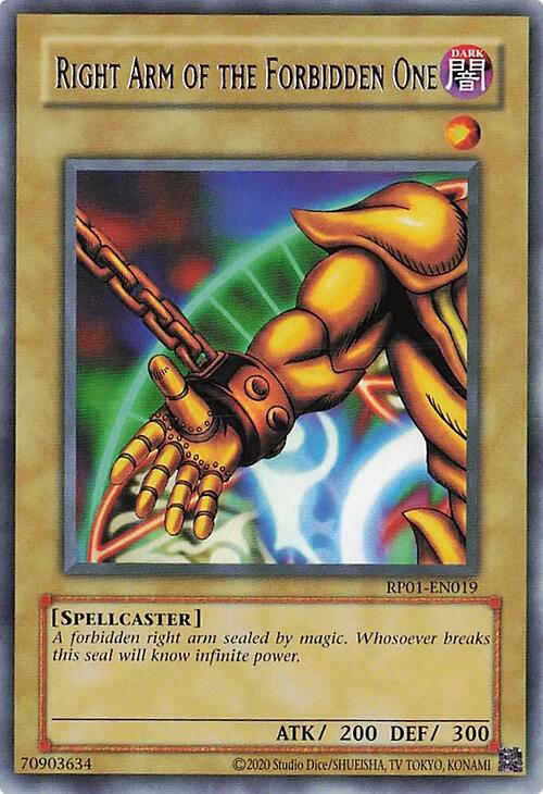Right Arm of the Forbidden One [RP01-EN019] Rare | Exor Games New Glasgow