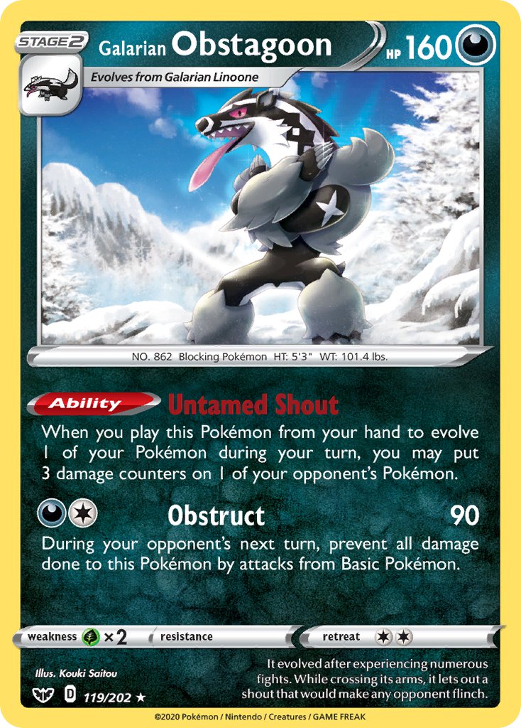 Galarian Obstagoon (119/202) (Theme Deck Exclusive) [Sword & Shield: Base Set] | Exor Games New Glasgow