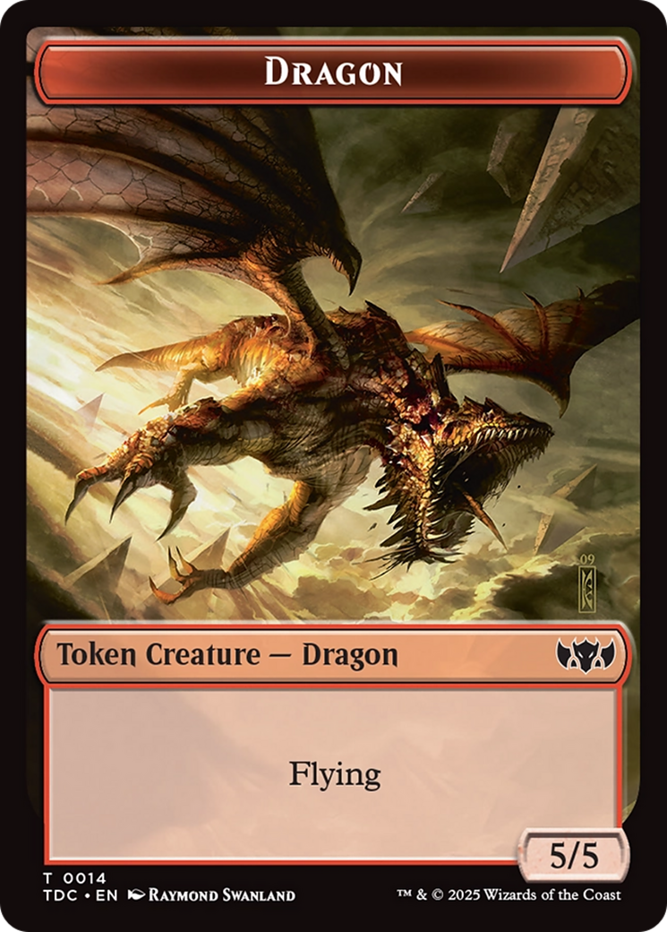 Dragon (0014) // Treasure Double-Sided Token [Tarkir: Dragonstorm Commander Tokens] | Exor Games New Glasgow