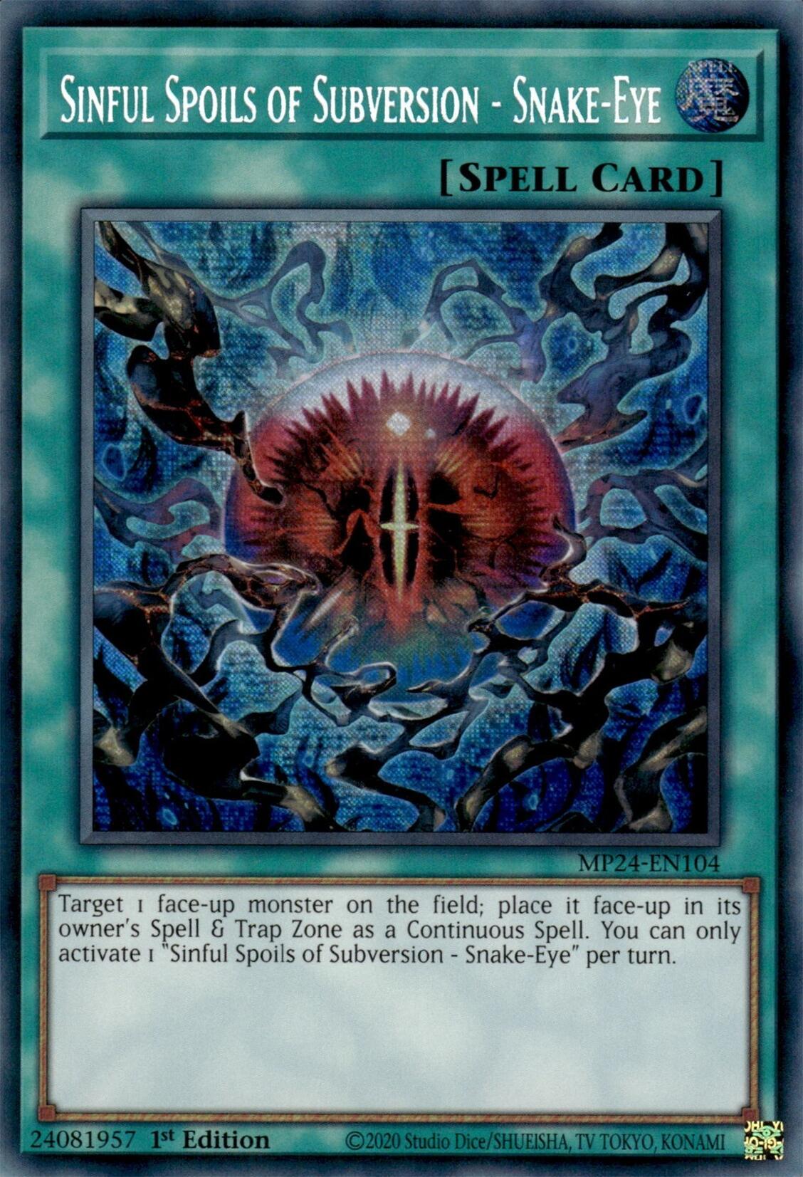 Sinful Spoils of Subversion - Snake-Eye [MP24-EN104] Prismatic Secret Rare | Exor Games New Glasgow