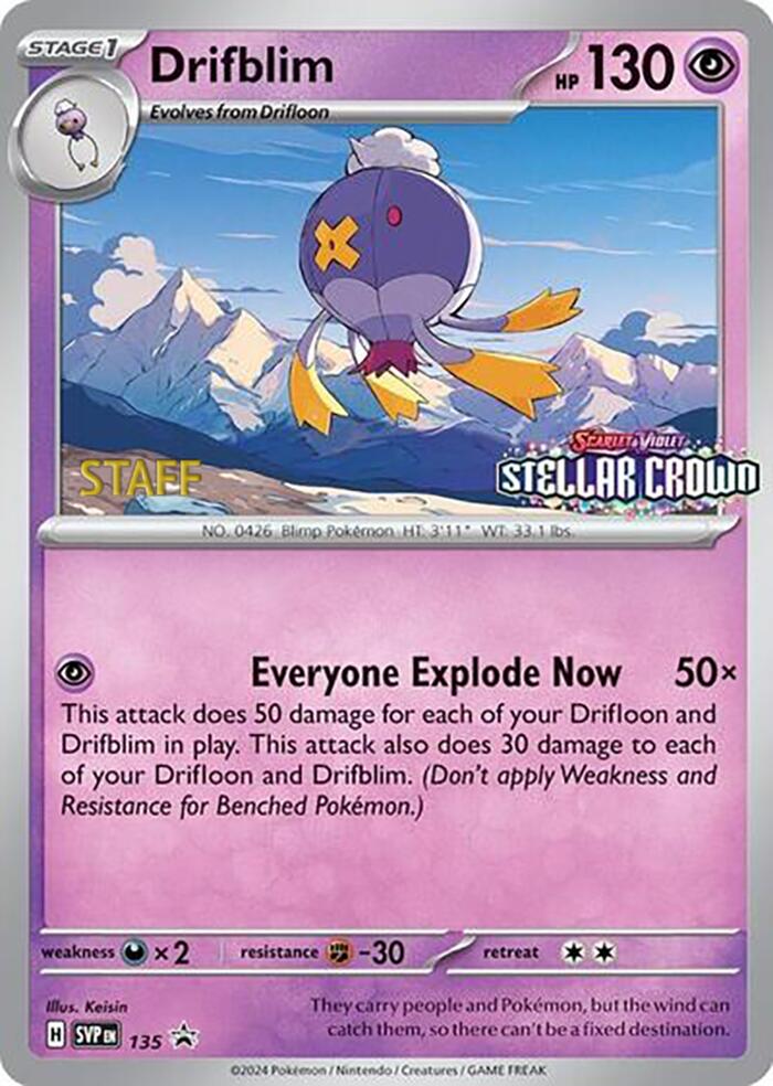 Drifblim (135) (Staff Promo) [Scarlet & Violet: Black Star Promos] | Exor Games New Glasgow