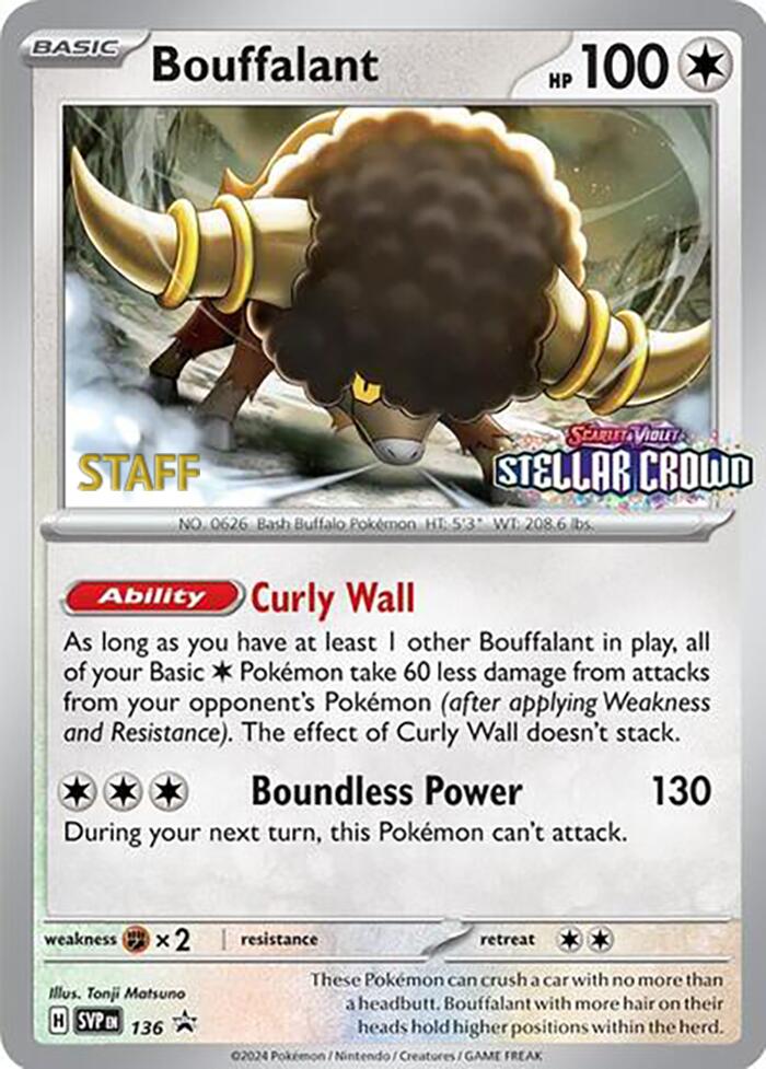 Bouffalant (136) (Staff Promo) [Scarlet & Violet: Black Star Promos] | Exor Games New Glasgow