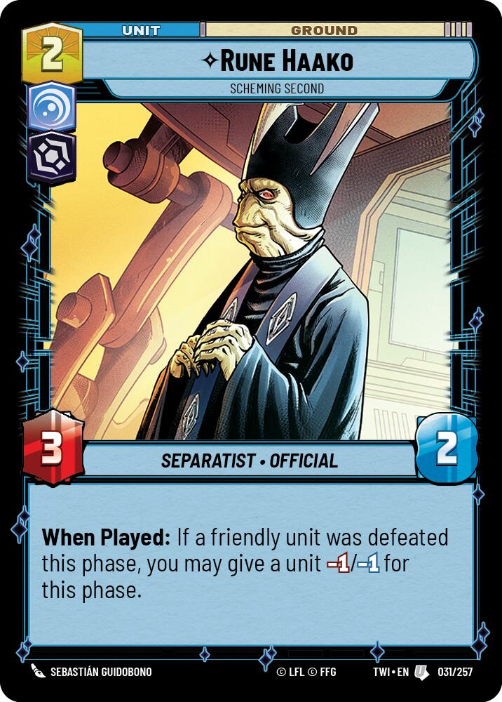 Rune Haako - Scheming Second (031/257) (031/257) [Twilight of the Republic] | Exor Games New Glasgow