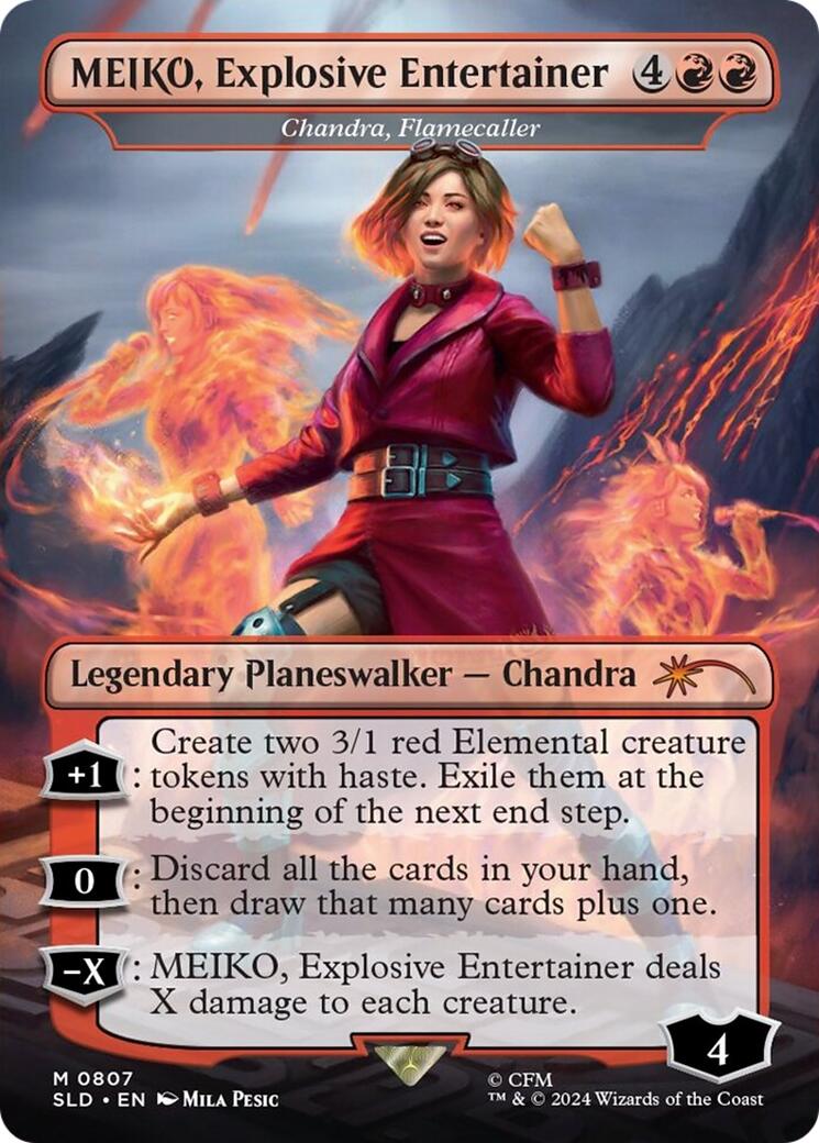 MEIKO, Explosive Entertainer - Chandra, Flamecaller (Rainbow Foil) [Secret Lair Drop Series] | Exor Games New Glasgow