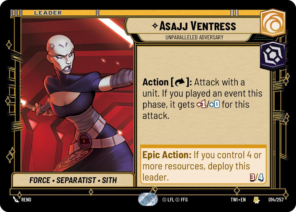 Asajj Ventress - Unparalleled Adversary (014/257) (014/257) [Twilight of the Republic] | Exor Games New Glasgow