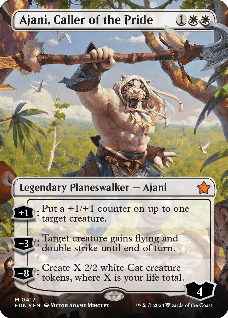 Ajani, Caller of the Pride (Borderless) (Mana Foil) [Foundations] | Exor Games New Glasgow