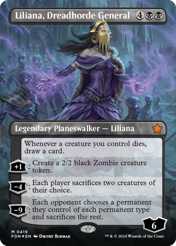 Liliana, Dreadhorde General (Borderless) (Mana Foil) [Foundations] | Exor Games New Glasgow