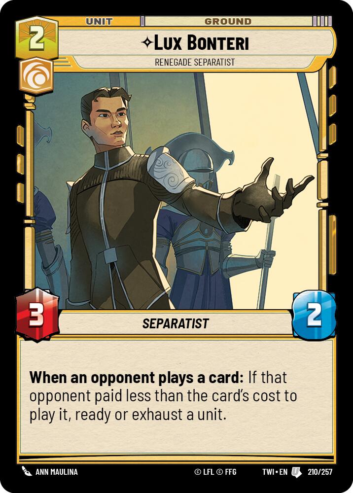 Lux Bonteri - Renegade Separatist (210/257) (210/257) [Twilight of the Republic] | Exor Games New Glasgow