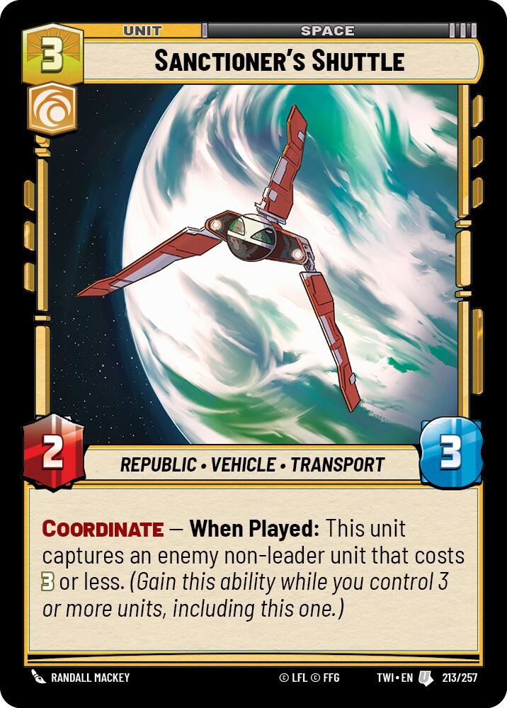 Sanctioner's Shuttle (213/257) (213/257) [Twilight of the Republic] | Exor Games New Glasgow