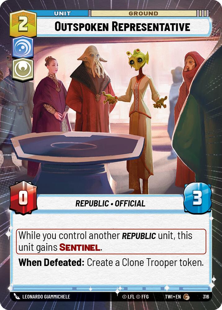 Outspoken Representative (316) (Hyperspace) (316) [Twilight of the Republic] | Exor Games New Glasgow