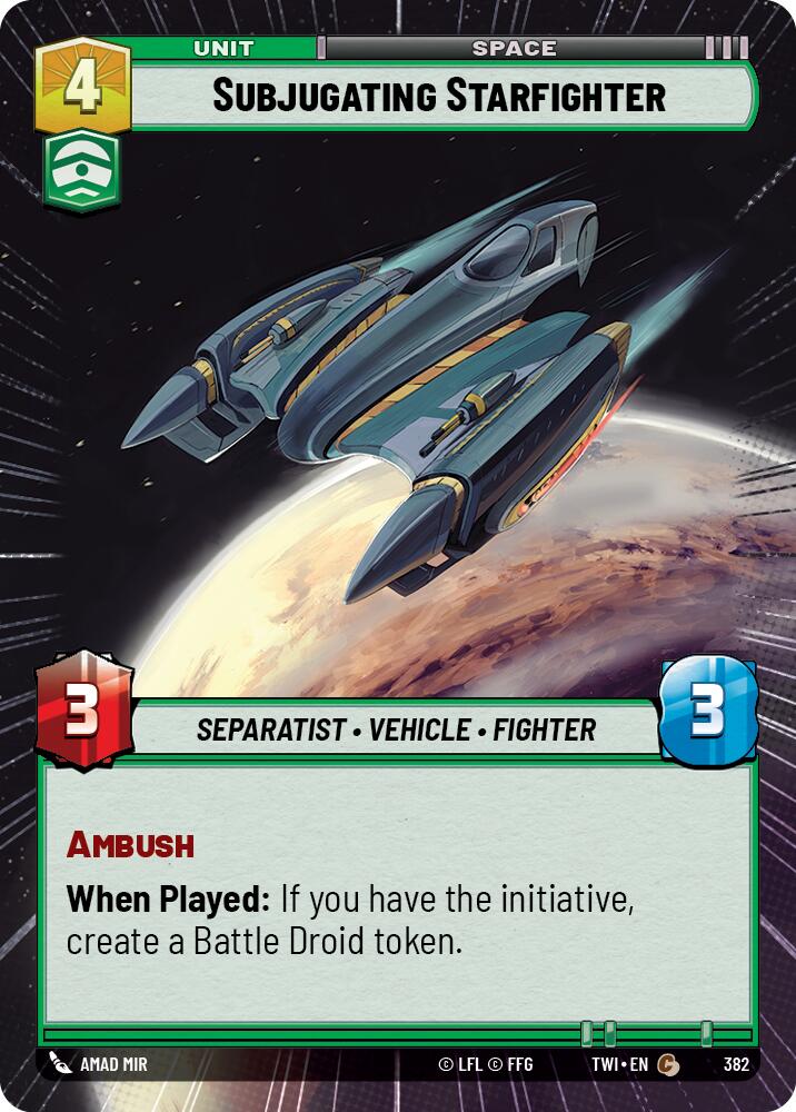 Subjugating Starfighter (382) (Hyperspace) (382) [Twilight of the Republic] | Exor Games New Glasgow
